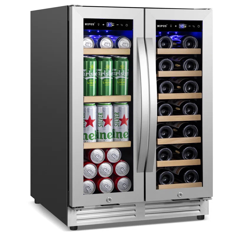 20 Bottle and 60 Can Series Nipus Dual Zone Built-in and Freestanding Wine & Beverage Refrigerator Tempered