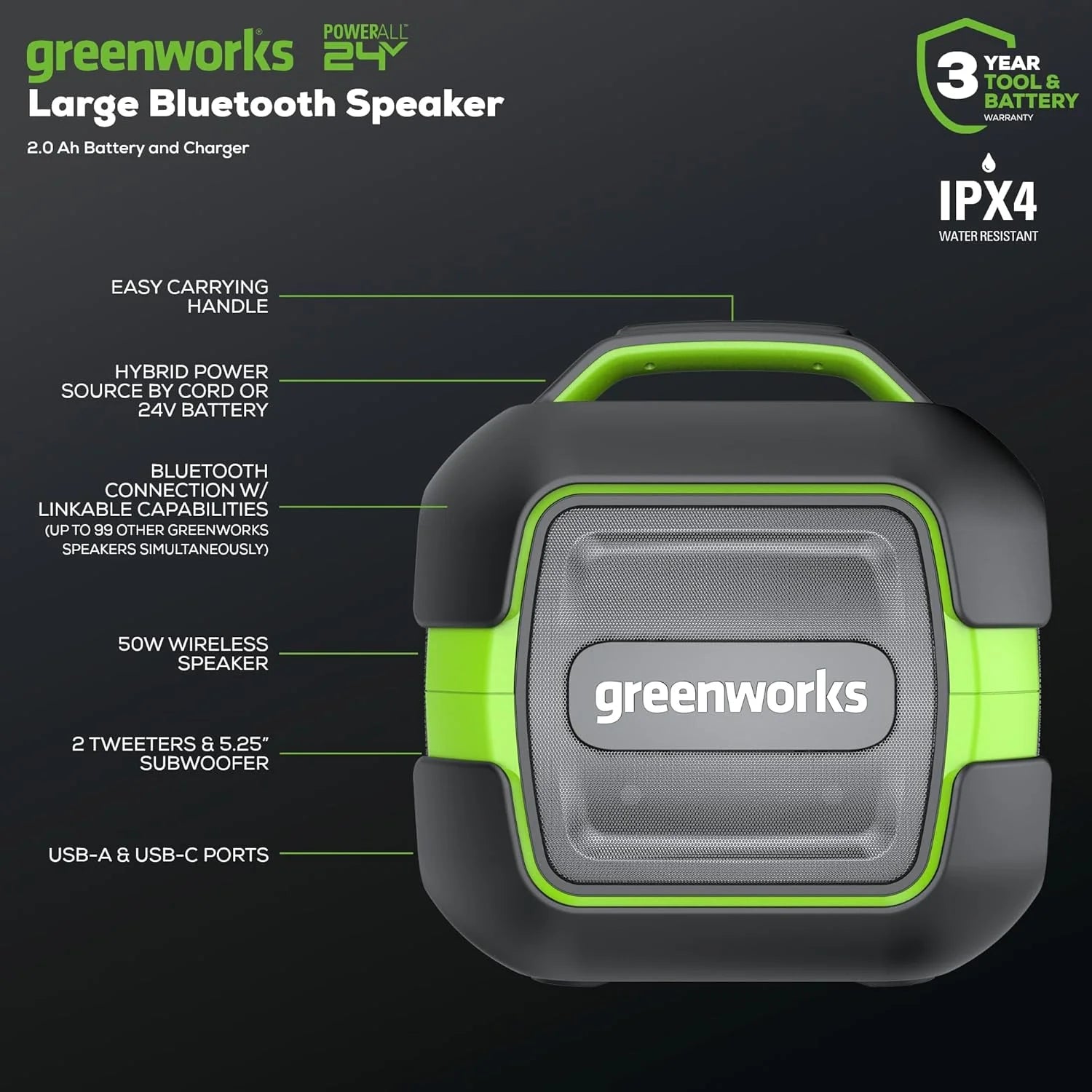 Bluetooth Speaker Kit, AC/DC Wireless Worksite Speaker