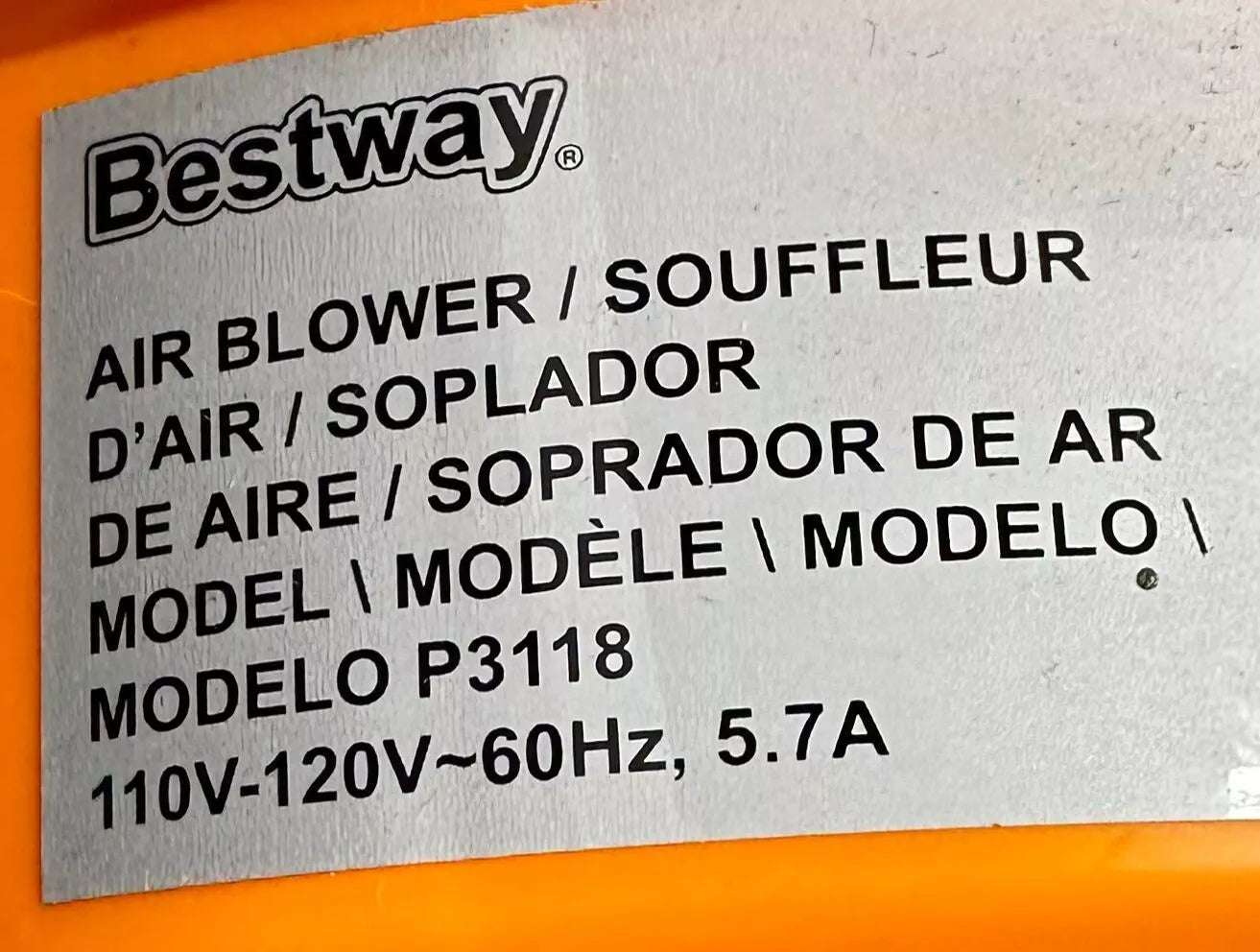 Bestway Air Blower Fan Bounce House Inflator Orange