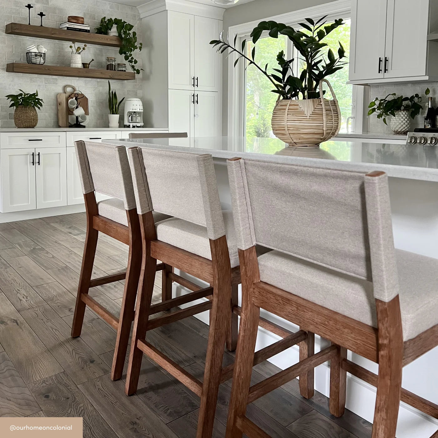 Wood Counter Height Bar Stool Light Brown Flax 1-Piece