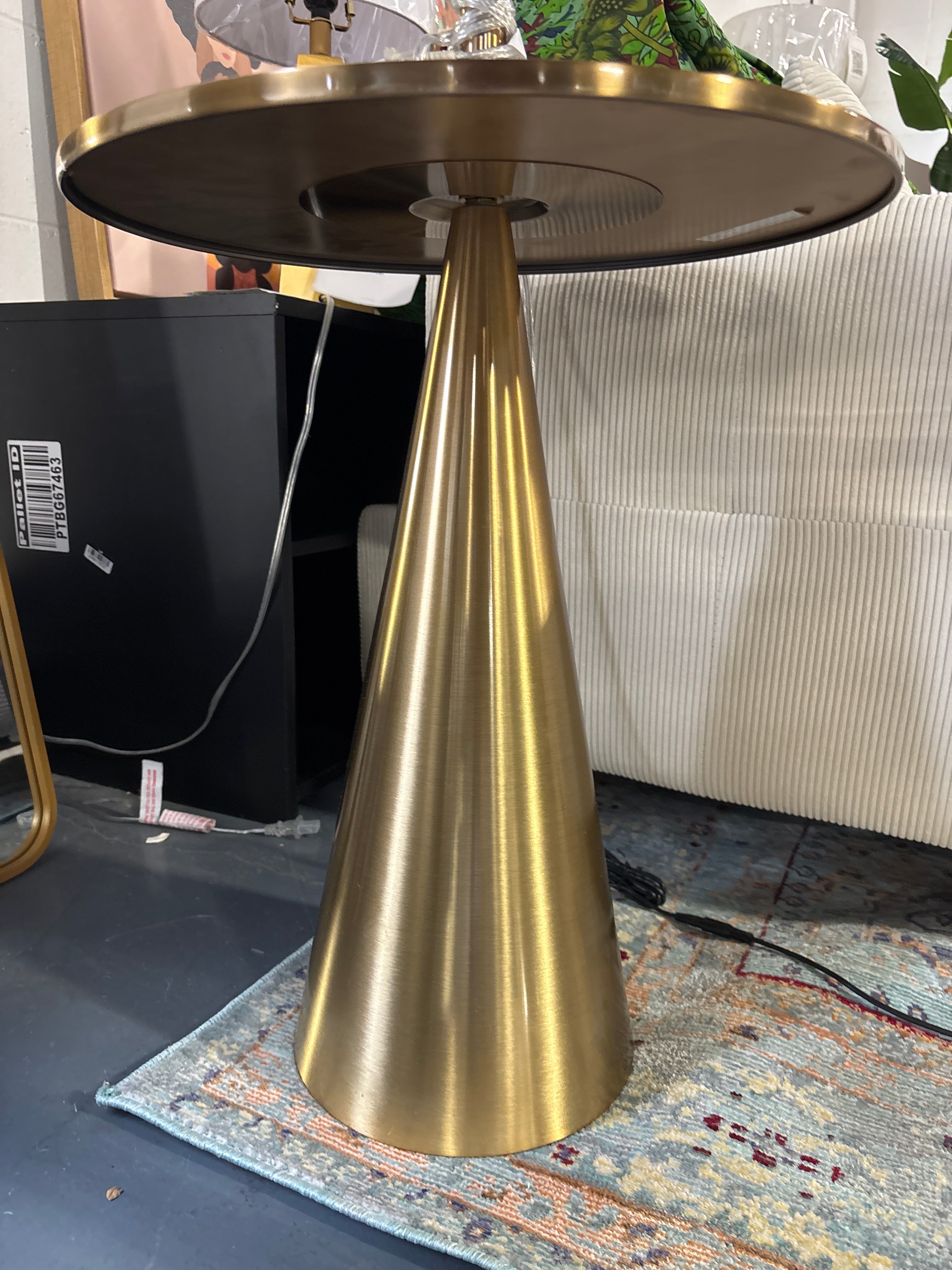 67.75"x17" Modern Floor Lamp with Table - Brass SHOWROOM ITEM