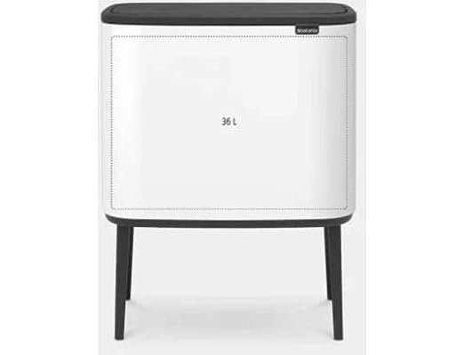 Bo Trash Can - (White) Waste/Recycling Garbage Can, Removable Compartment