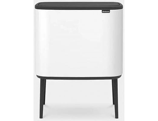 Bo Trash Can - (White) Waste/Recycling Garbage Can, Removable Compartment