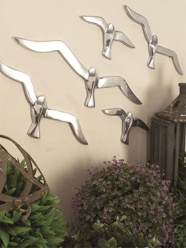 Silver Aluminum Metal Bird Floating Flock
