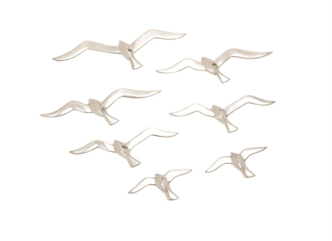Silver Aluminum Metal Bird Floating Flock