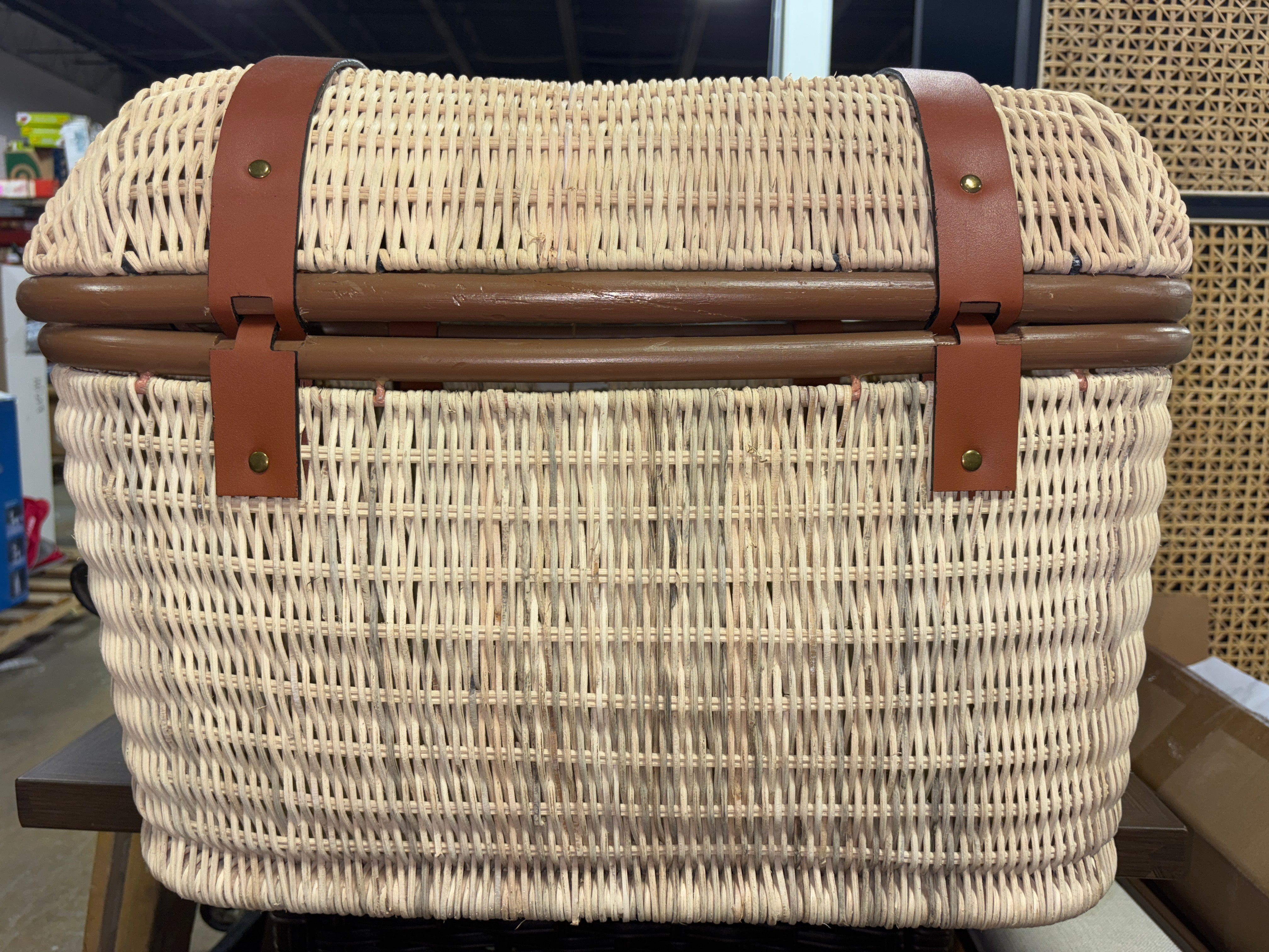 21" Woven Rattan Storage Trunk - Brown SHOWROOM ITEM
