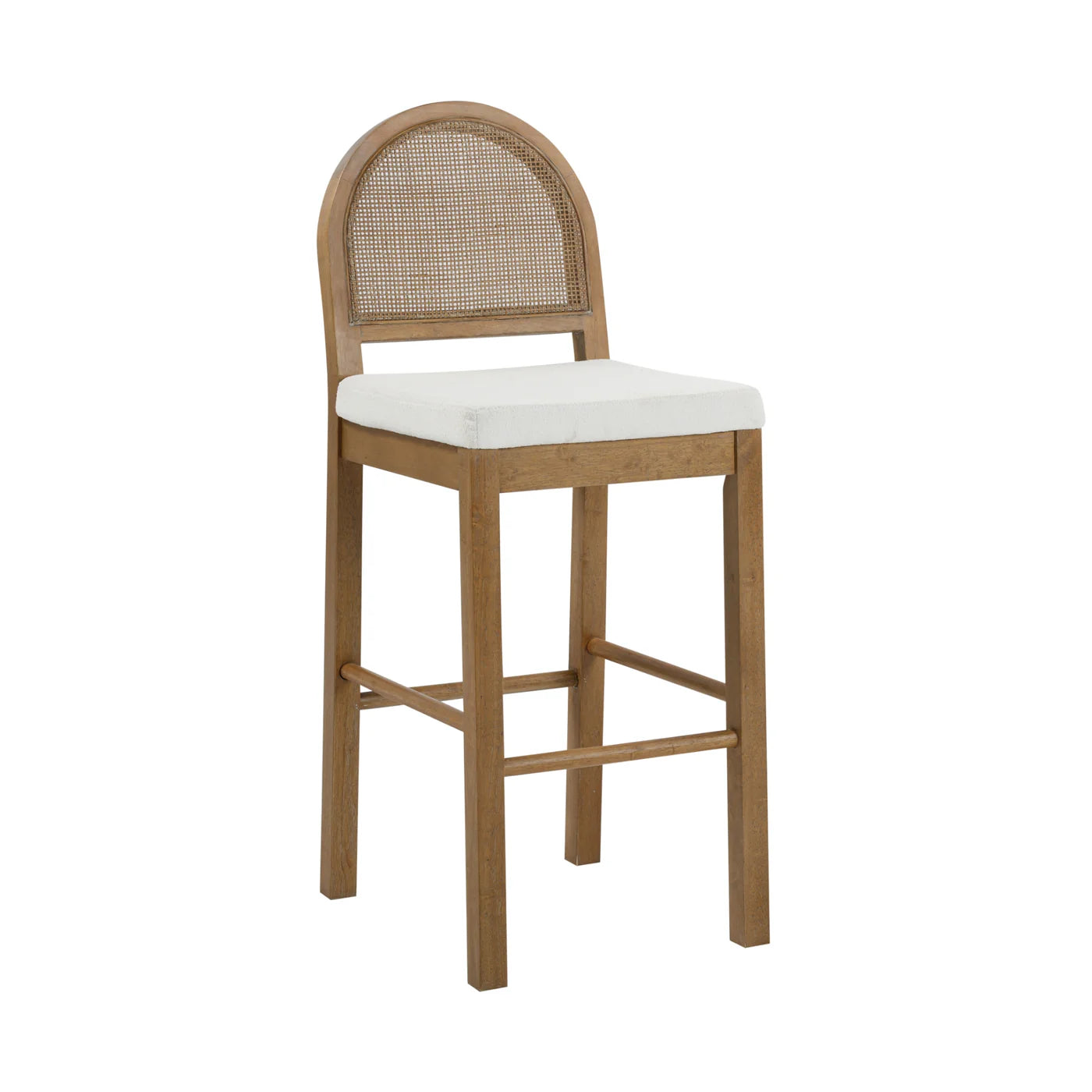 Boucle & Rattan Bar Stools Light Brown (Set of 4) - SHOWROOM ITEM