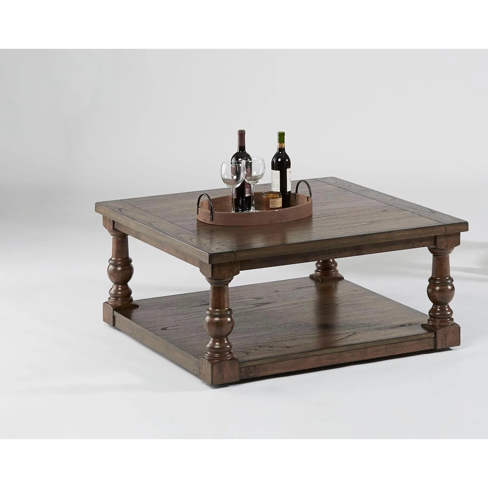 Wynton Wood Square Cocktail Table Cognac Brown