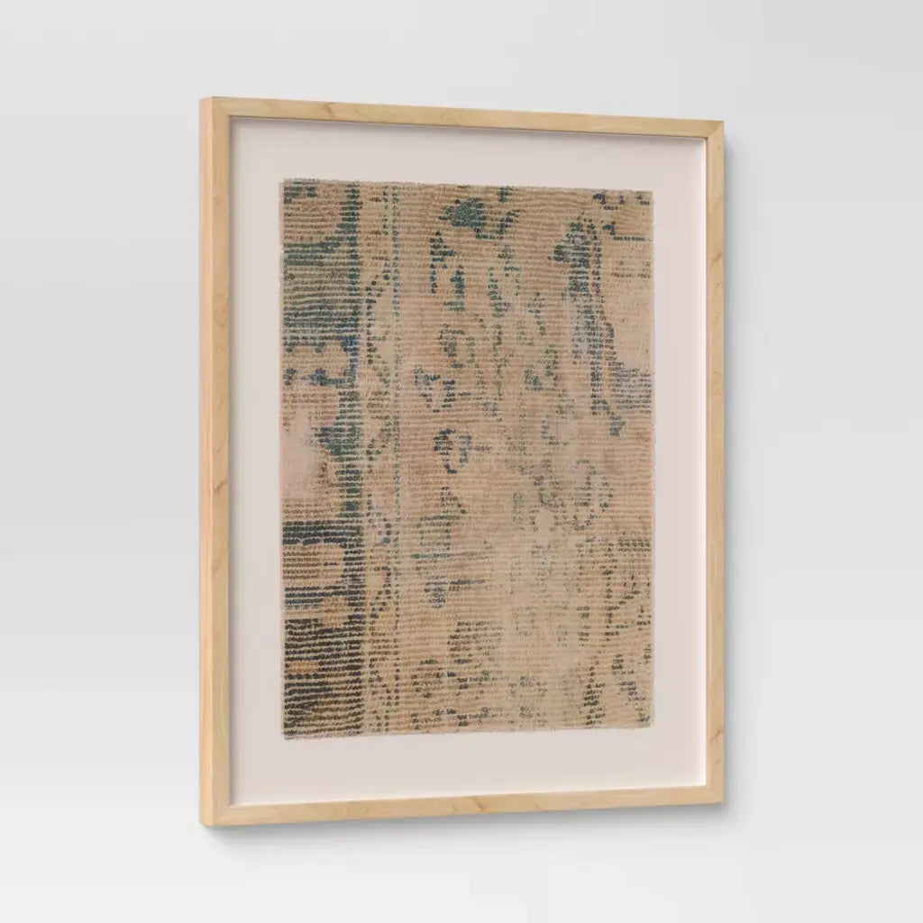 Textured Fabric Framed Wall Art - Burlap Material, Abstract Digital Art, Beige Polystyrene Frame 1-Piece