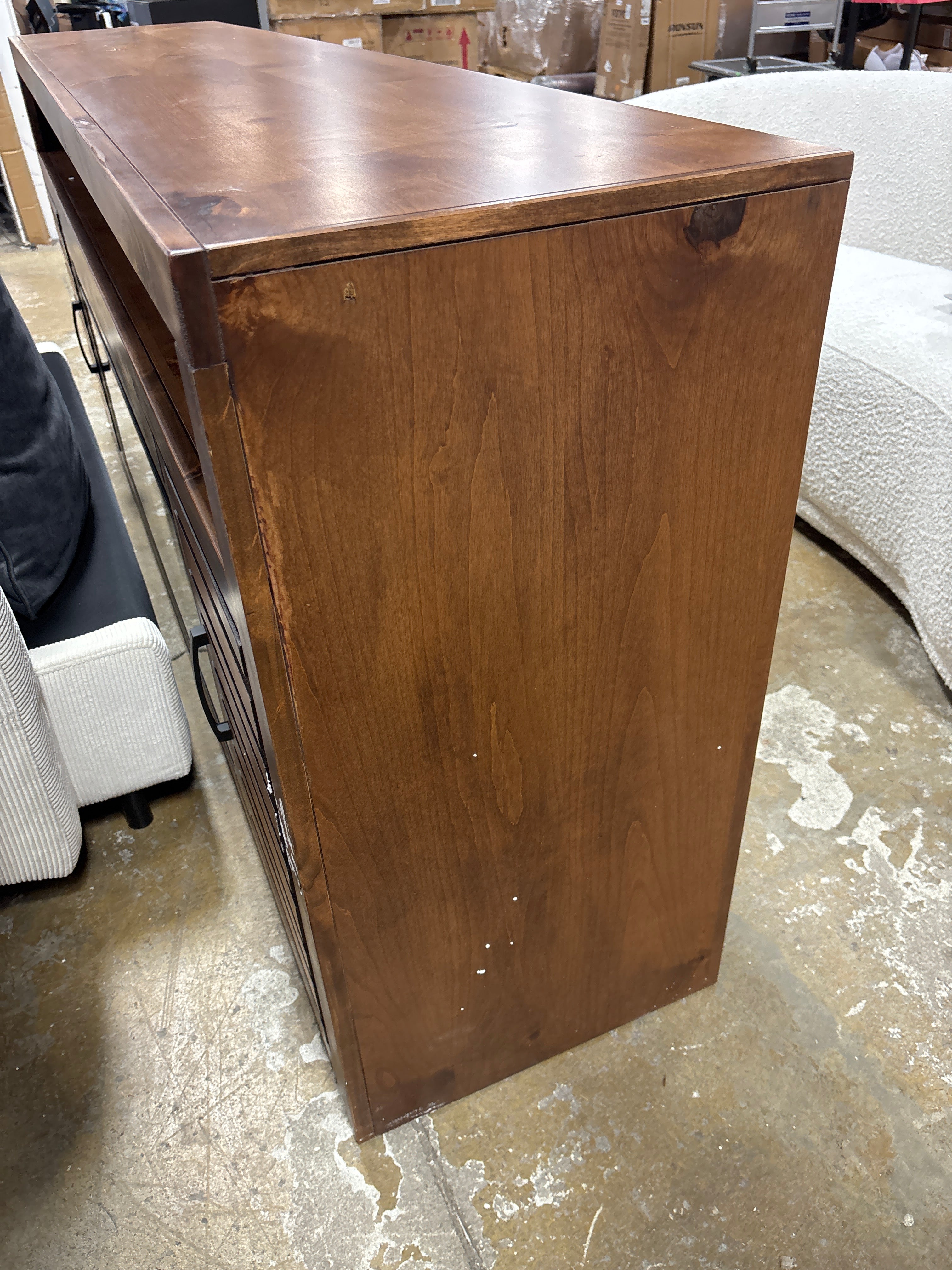 Geonna 78" Electric Fireplace TV Stand Console - Whiskey Brown Finish SHOWROOM ITEM