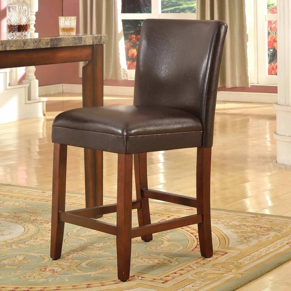 Luxury Brown Faux Leather Barstool