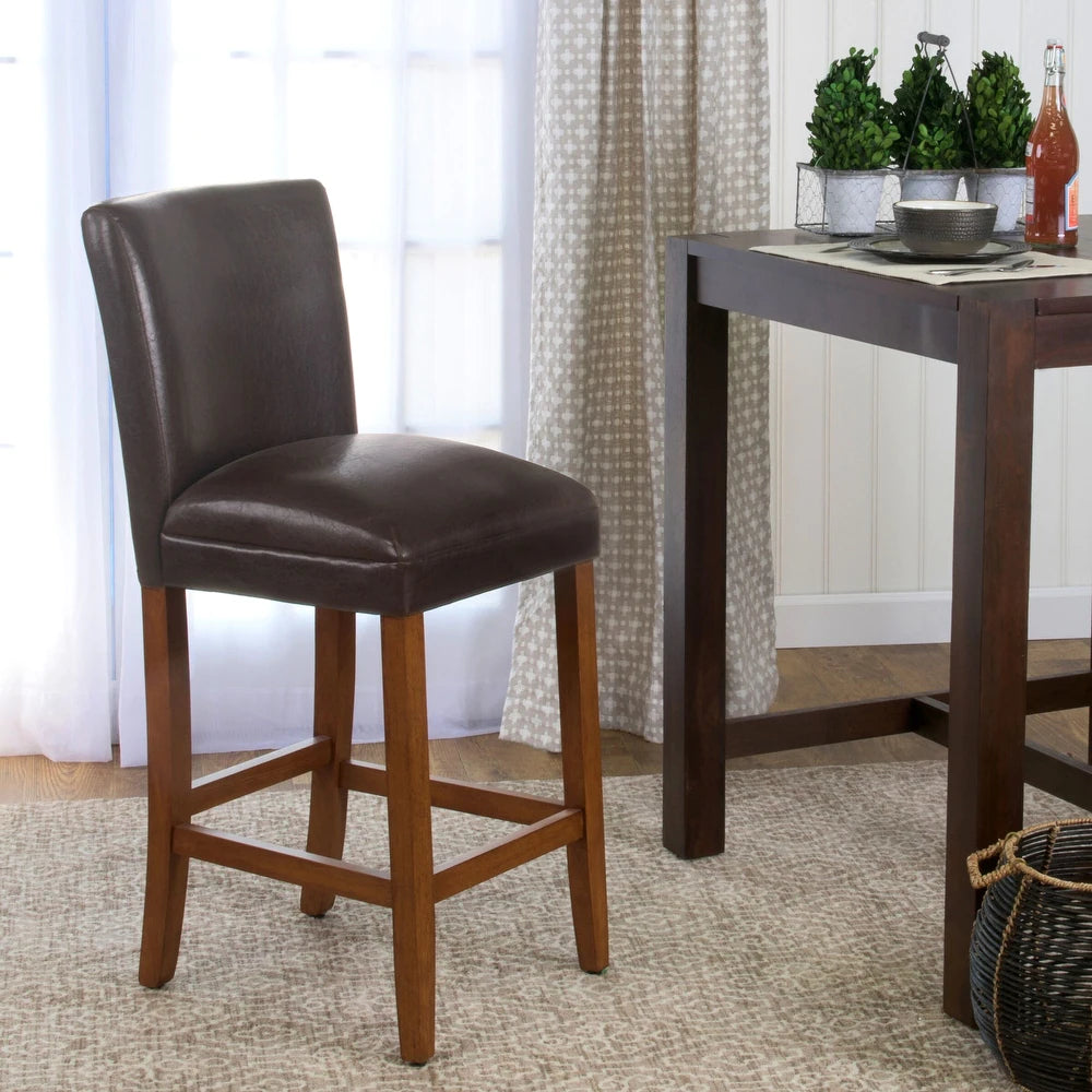 Luxury Brown Faux Leather Barstool