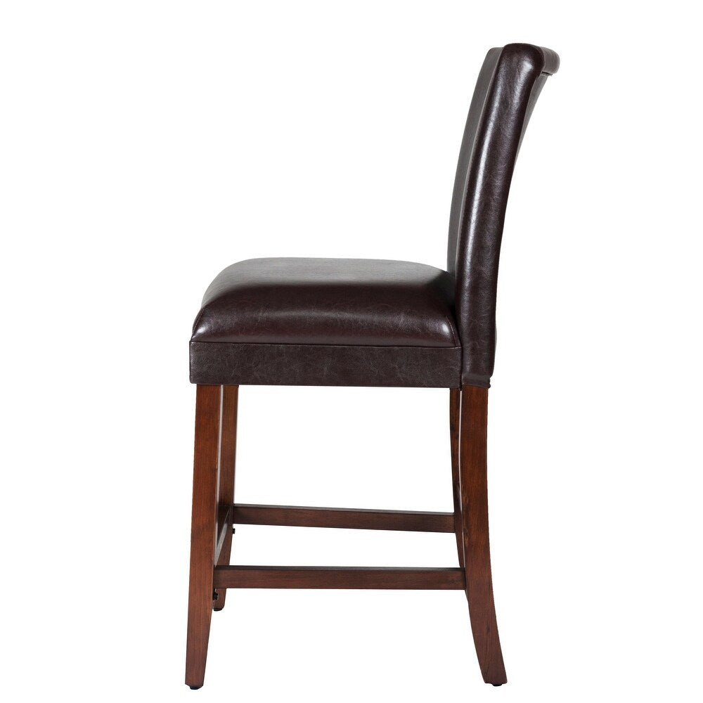 Luxury Brown Faux Leather Barstool