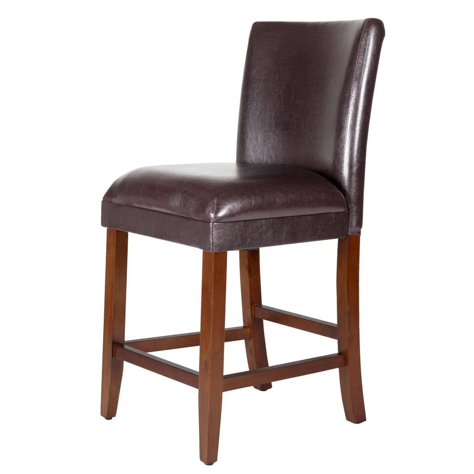 Luxury Brown Faux Leather Barstool