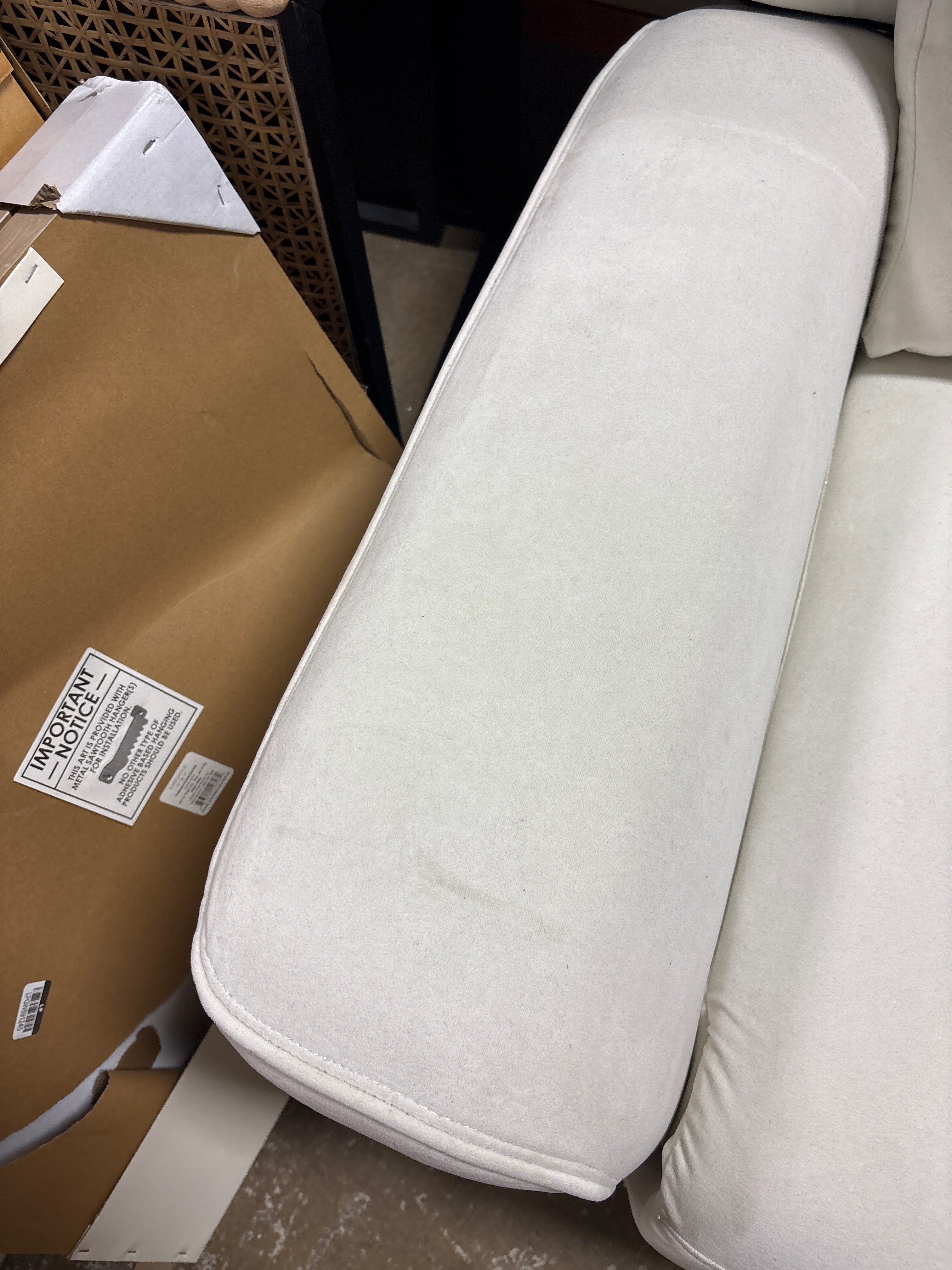 Outre 86.2" Wide Microfiber Upholstered Zero Clearance Recliner - Cream SHOWROOM ITEM