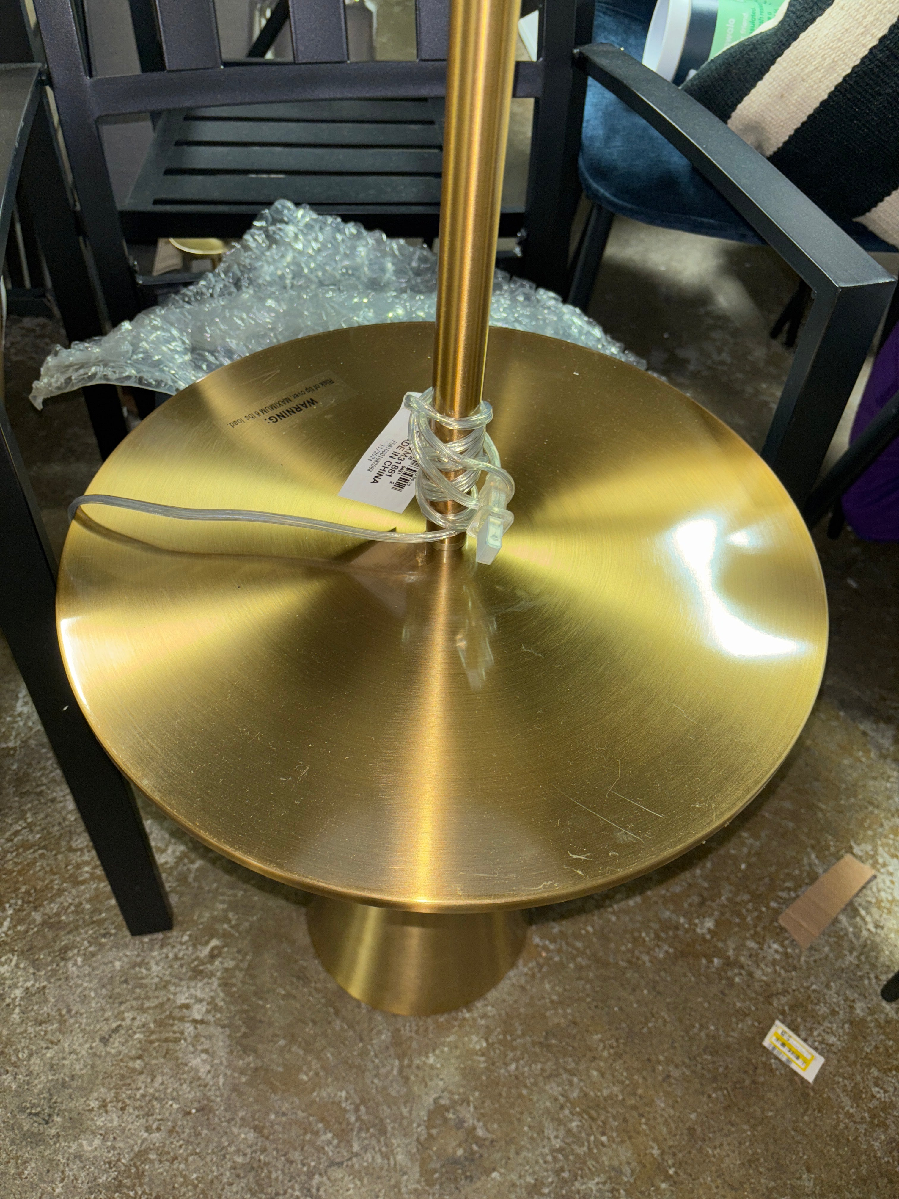 67.75"x17" Modern Floor Lamp with Table - Brass SHOWROOM ITEM