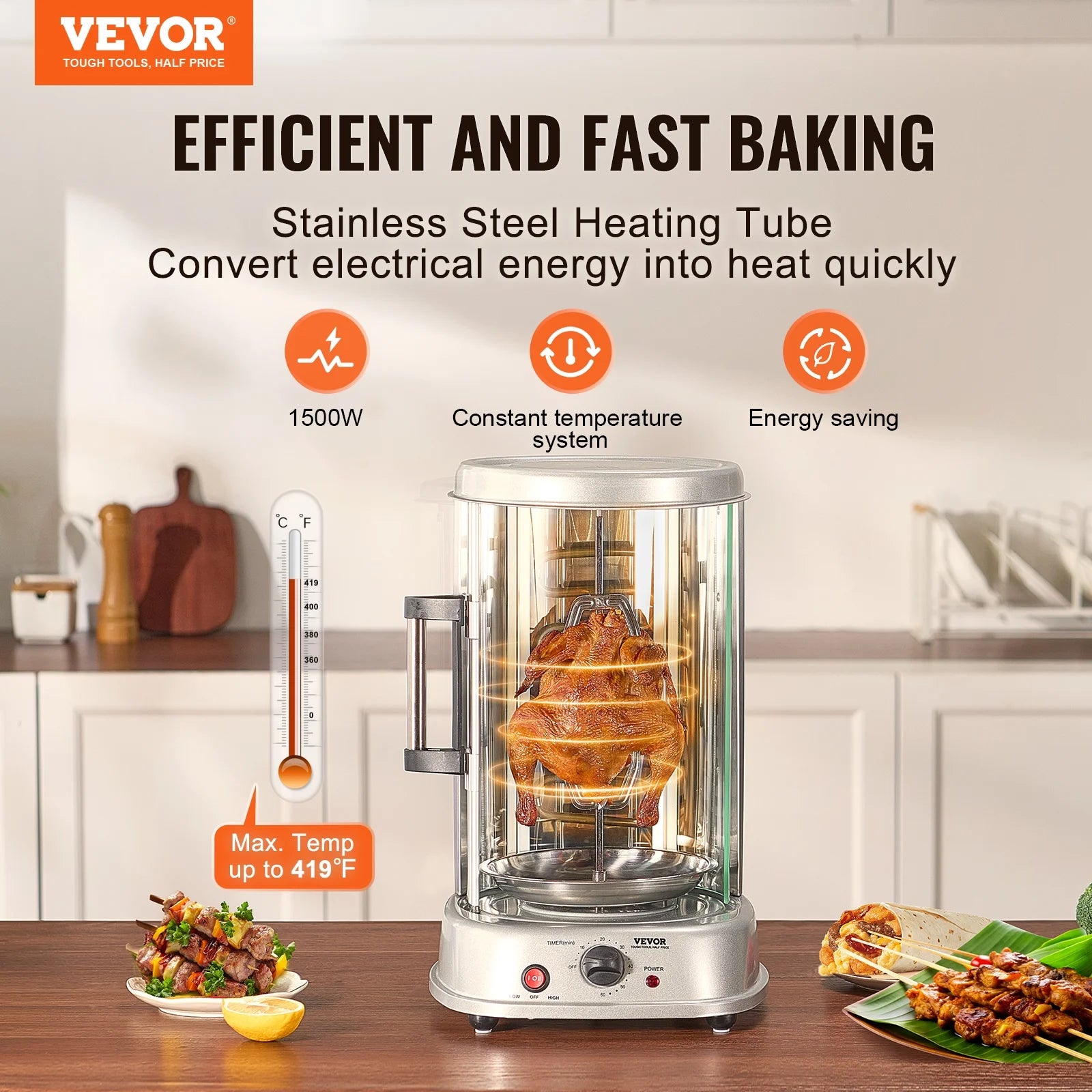 Shawarma Grill Machine, Vertical Chicken Cooker Countertop