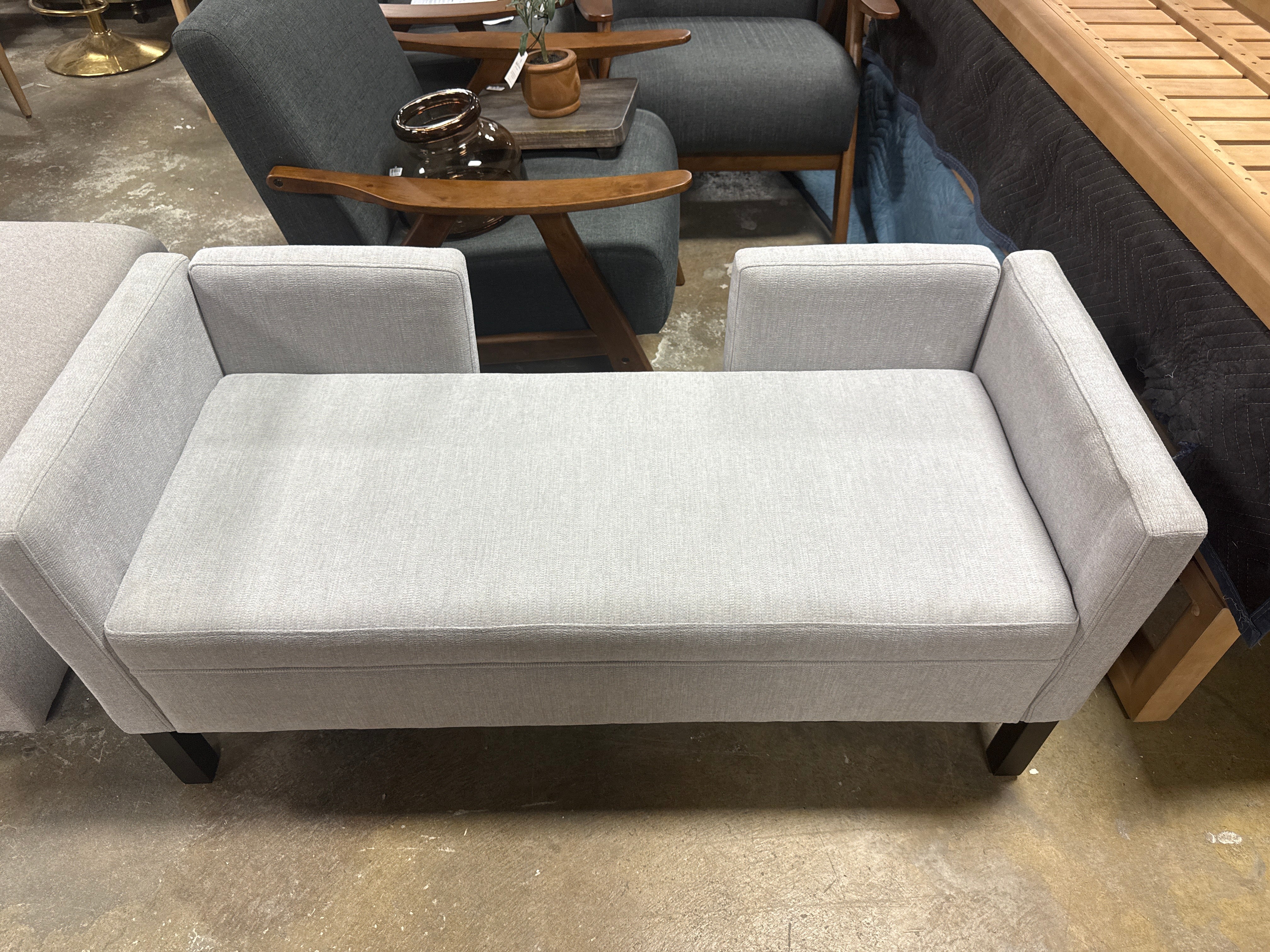 Blakely Upholstered Accent Bench Gray,  SHOWROOM ITEM
