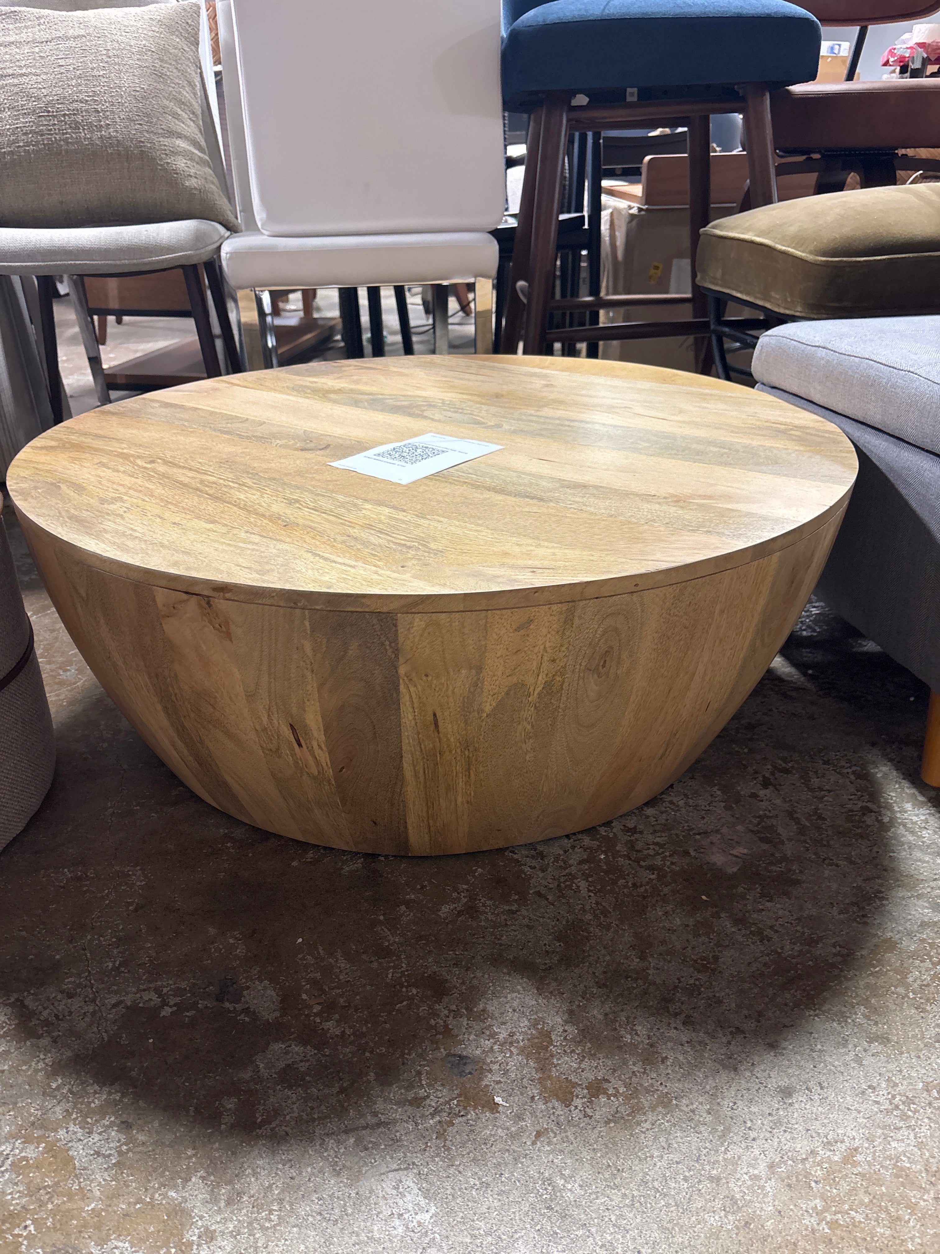WyndenHall Keystone Drum Coffee Table - Natural SHOWROOM ITEM