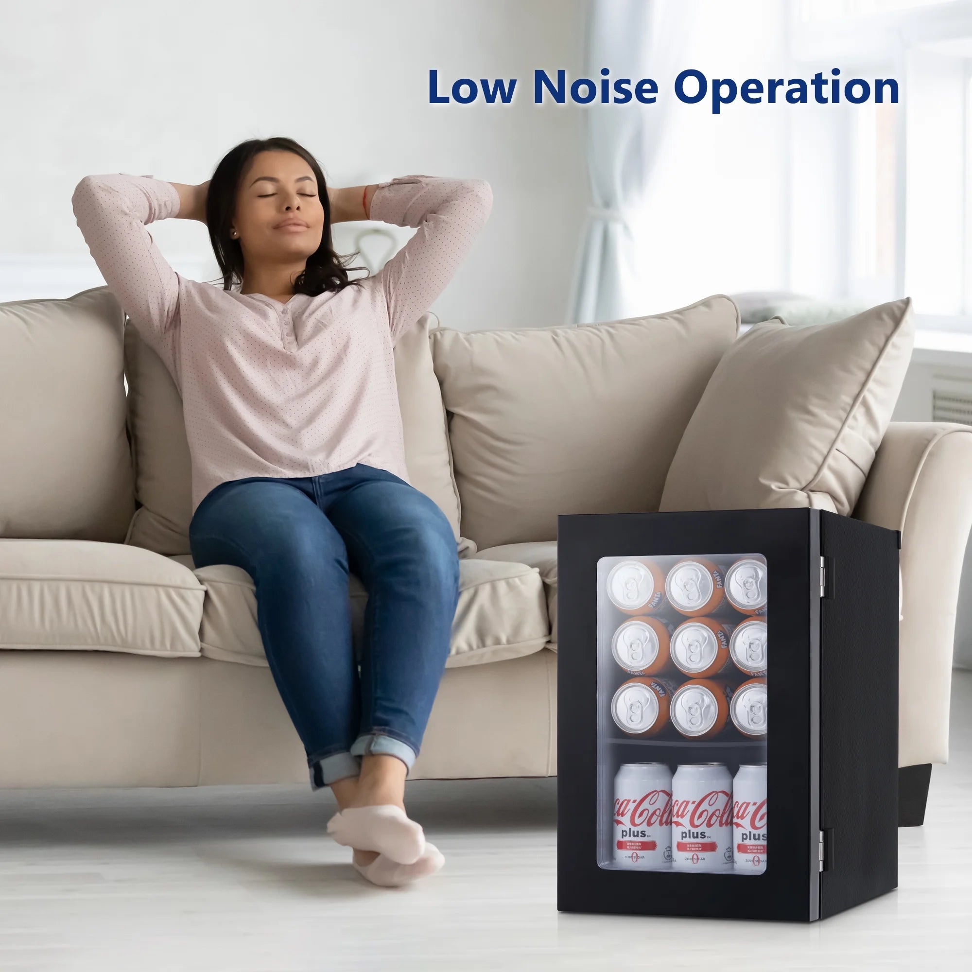 6 Bottles and 24 Cans Mini Beverage Refrigerator & Portable Wine Cooler with Glass Door, Black