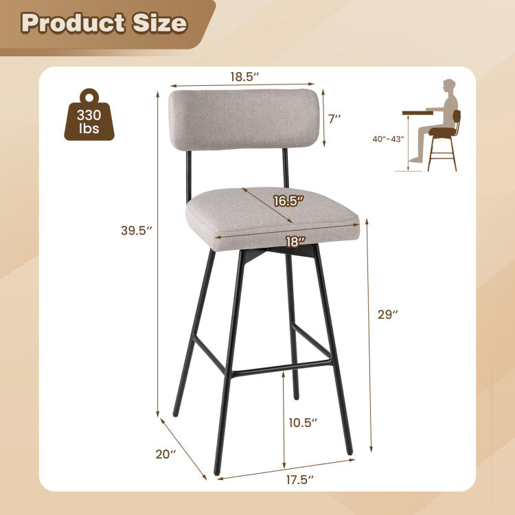 Counter Height Upholstered Swivel Bar Stool Set of 2