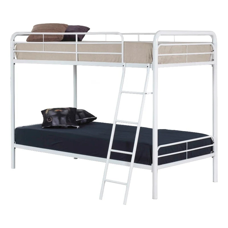 Twin over Twin Metal Bunk Bed in White