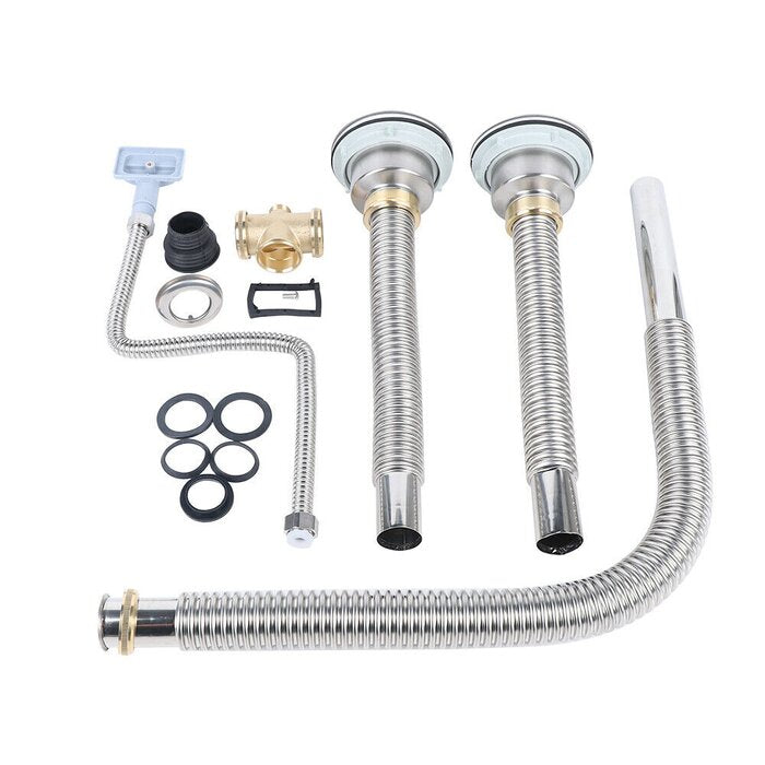 Kitchen Drain Kit Double Bowl Sink Pipe Fitting Plumbing Replacement Part