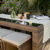 7 Pieces Patio Rattan Wicker Bar Table Stools Dining Set Cushioned Chairs Garden Backyard, Brown