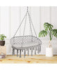 2 Person Hanging Hammock Chair w/ Cushion Macrame Swing 330 lbs Capacity Grey