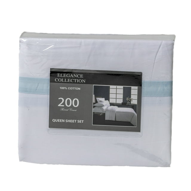 100% Cotton 200 Thread Count Sheet Set, Twin, Blue, 3-Pieces