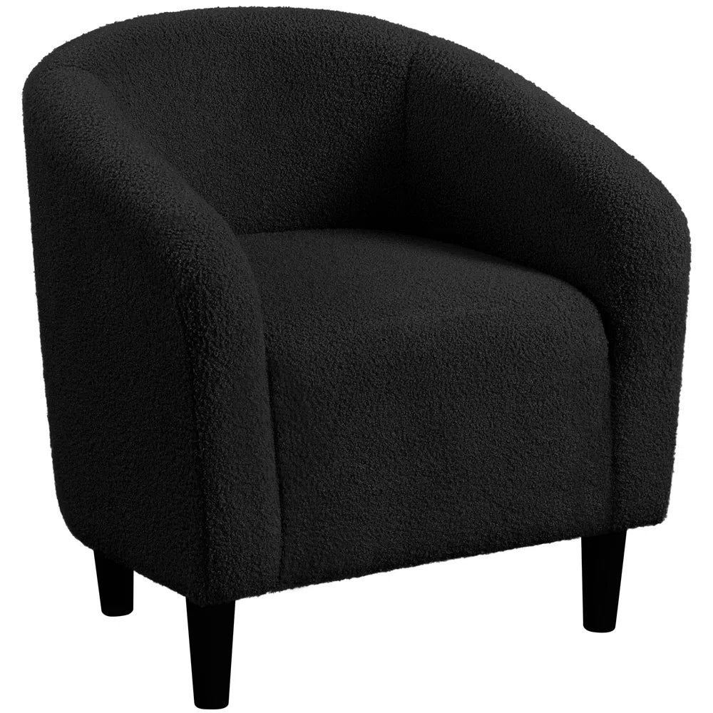 27” Wide Upholstered Solid Wood Barrel Chair - Black SHOWROOM ITEM