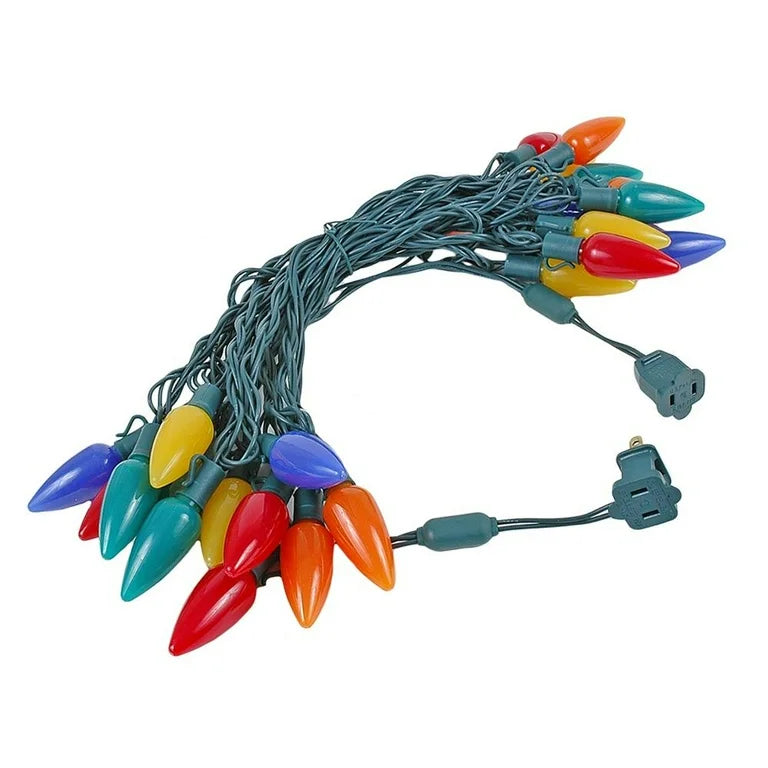 Ceramic Christmas String Light Set, Green Wire, Set of 2, final cut