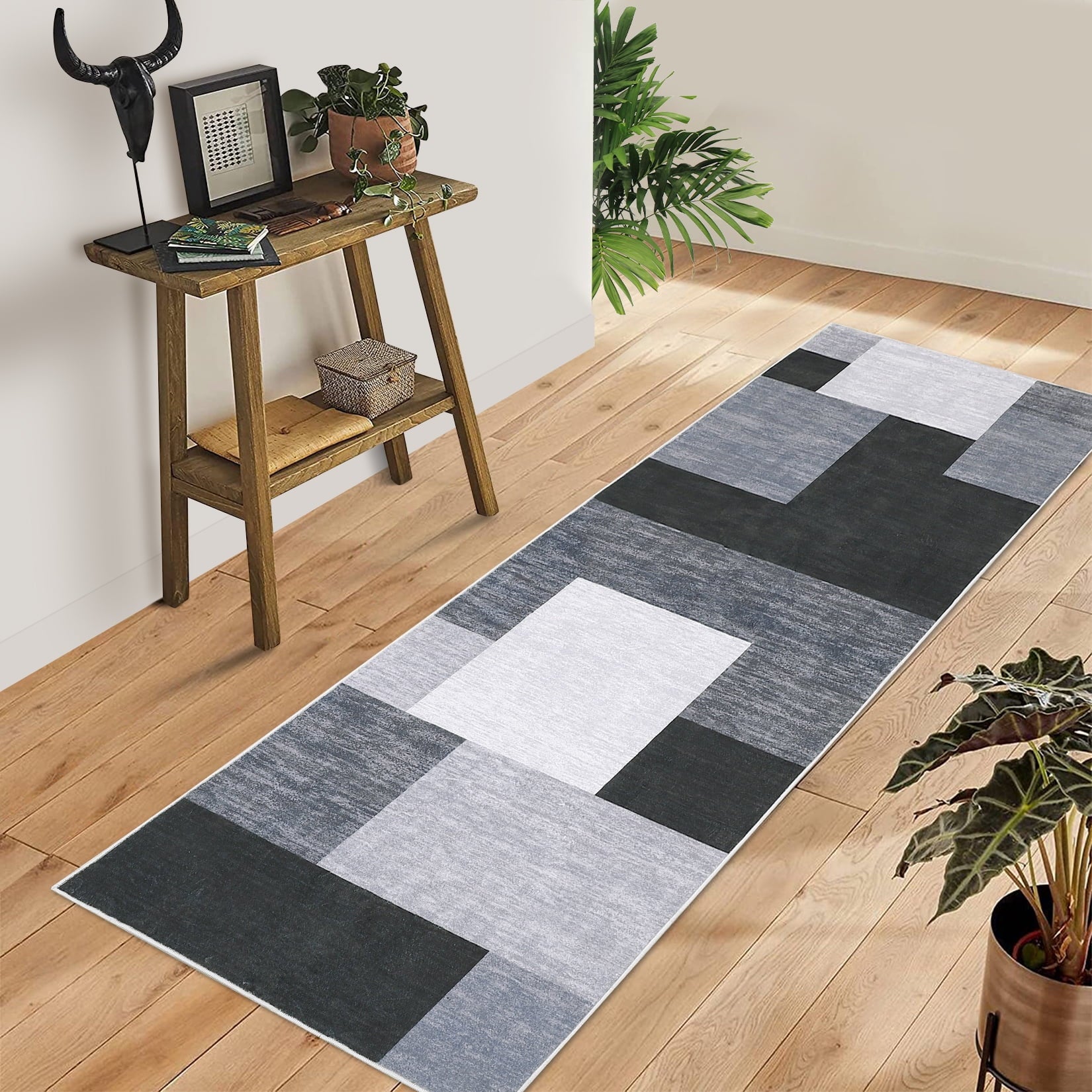2'3" x 8' Haperlare Contemporary Runner Rug - Gray SHOWROOM ITEM