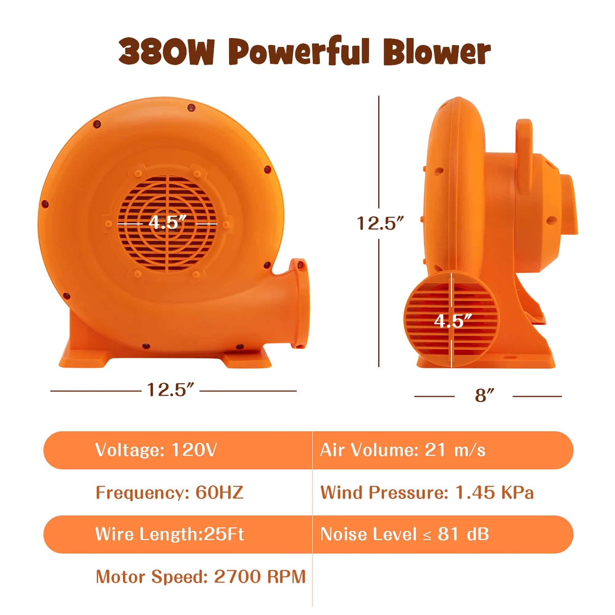 Air Blower for Inflatables Wire &GFCI Plug for Indoor Outdoor