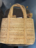Magid Metallic Leopard Print Natural Straw Jute Tote - Natural/Gold SHOWROOM ITEM