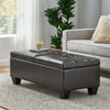 Merrill Double Opening Chocolate Brown Leather Storage Ottoman