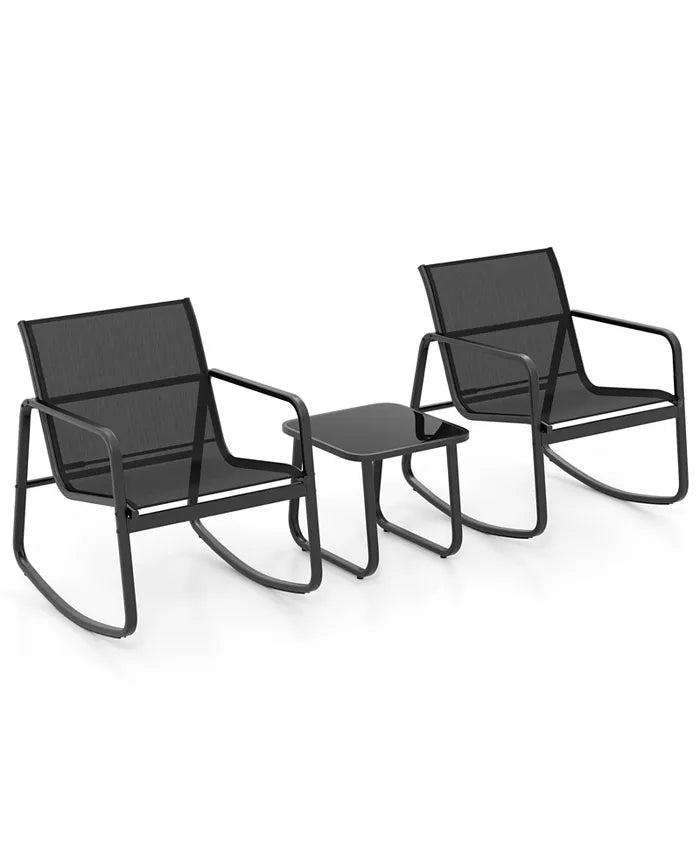 1-Piece Rocking Bistro Chairs for Porch Yard Balcony-Black