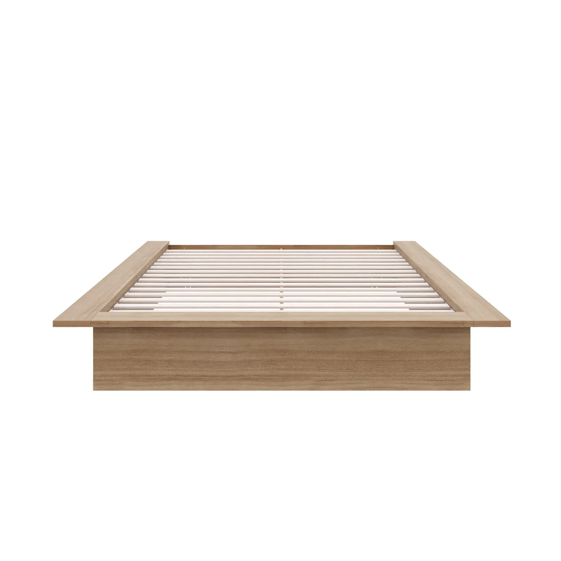 Malibu Brown Oak Wood Frame Queen Size Platform Bed - BOTTOM FRAME ONLY