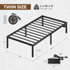 Bed Frame with USB Charging Station, Twin Bed Frame with LED Lights, Platform Bed Frame with Heavy Duty Steel Slats, 14