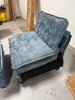 Blue Velvet Ottoman and Armless Chair