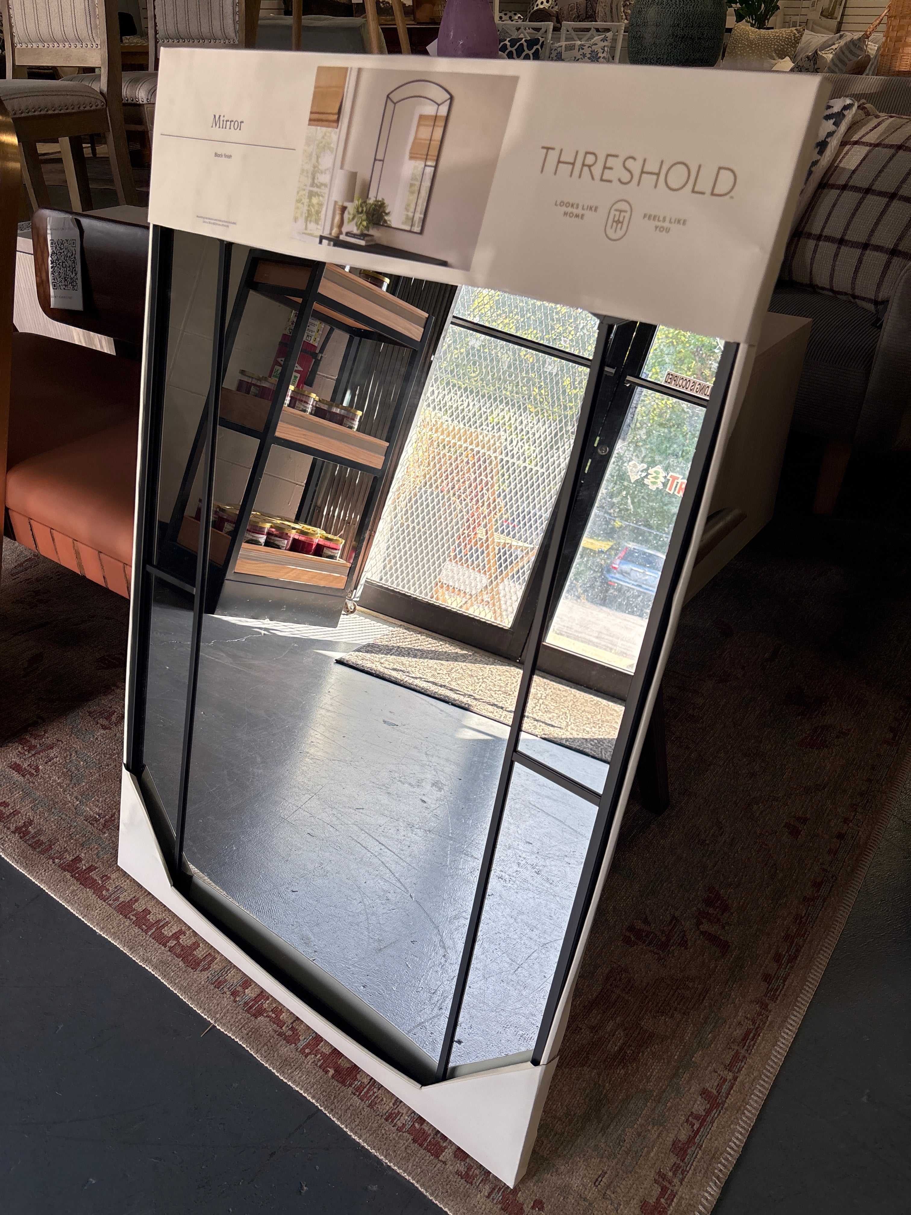 24"x 36" Window Pane Wall Mirror - Black SHOWROOM ITEM