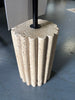 Travertine Accent Table with Brown Top SHOWROOM ITEM