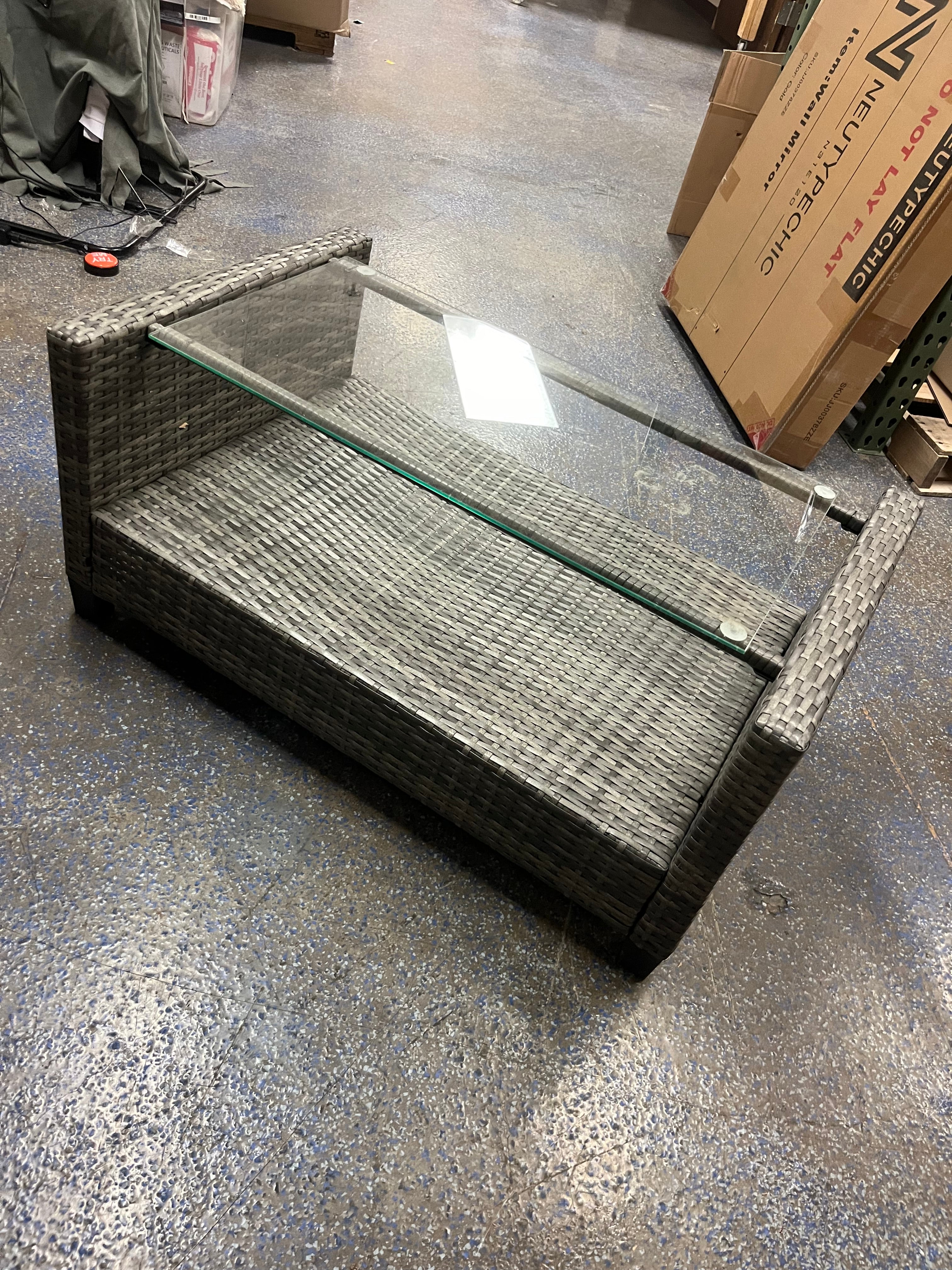 Modern Wicker and Glass Top Outdoor Coffet table