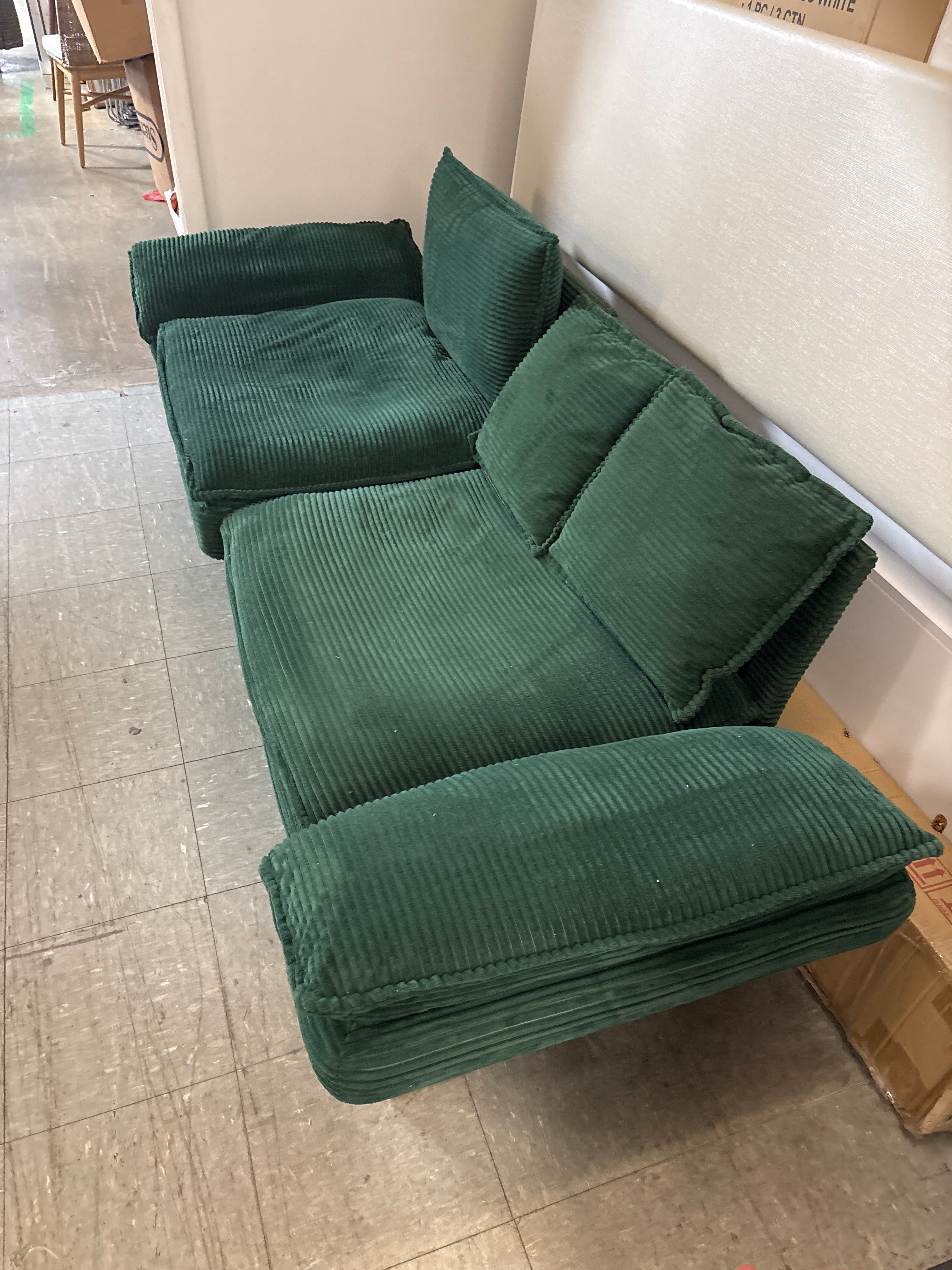 CAVINAS Adjustable Modern Home Sofa Chair - Green Corduroy SHOWROOM ITEM