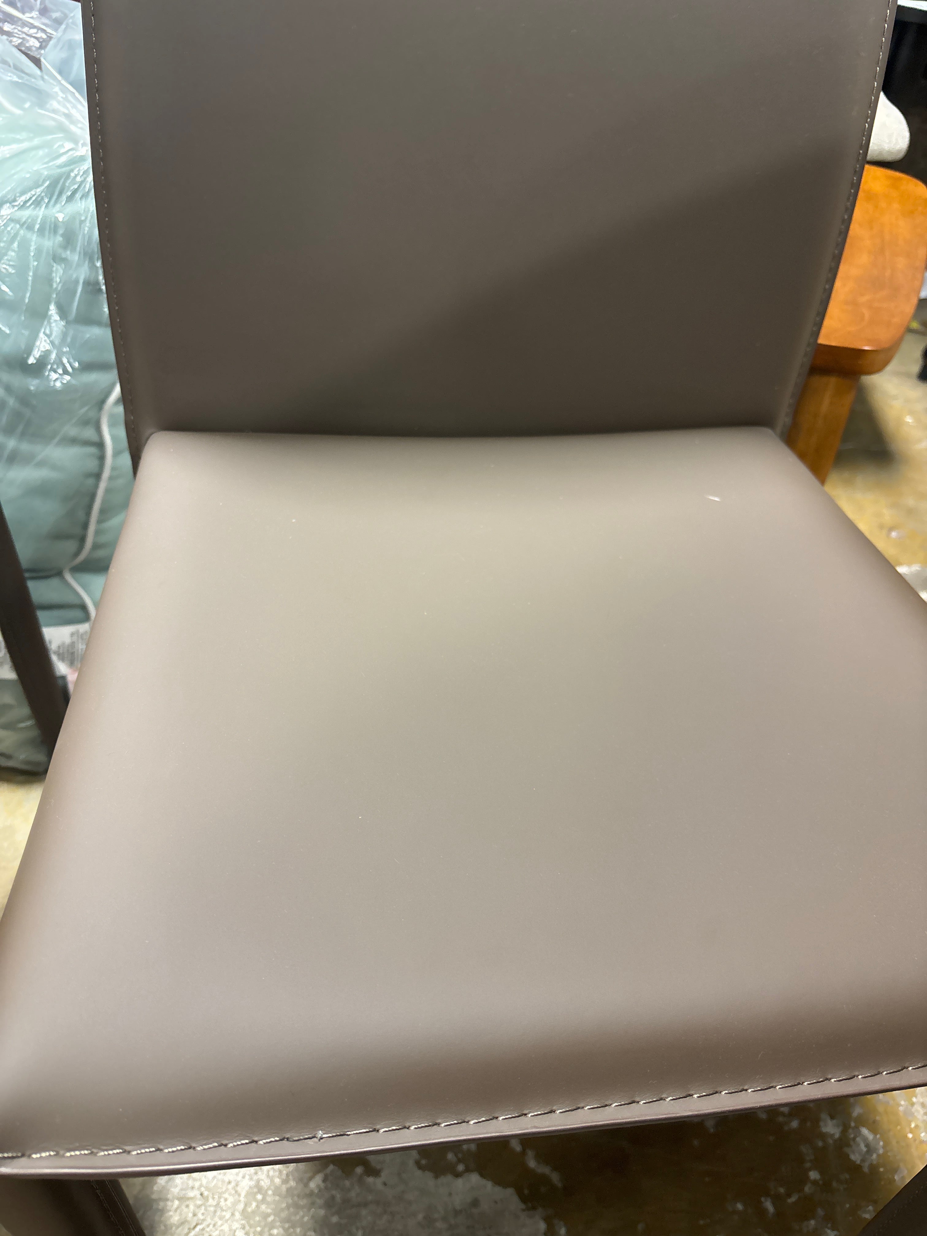 (SET OF 2) Rockford Modern Bonded Leather Upholstered Dining Chairs - Taupe SHOWROOM ITEM