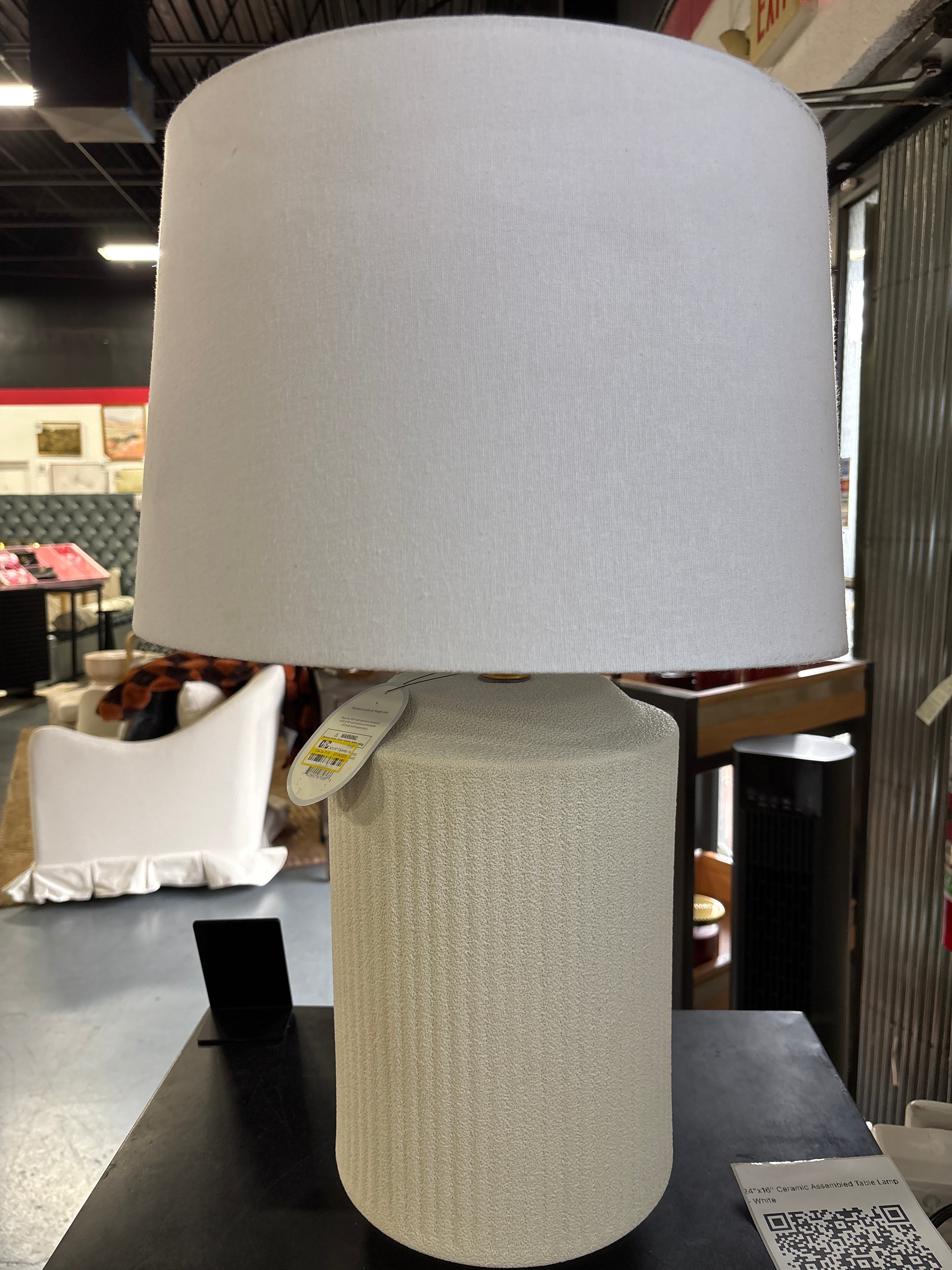 24"x16" Ceramic Assembled Table Lamp - White SHOWROOM ITEM