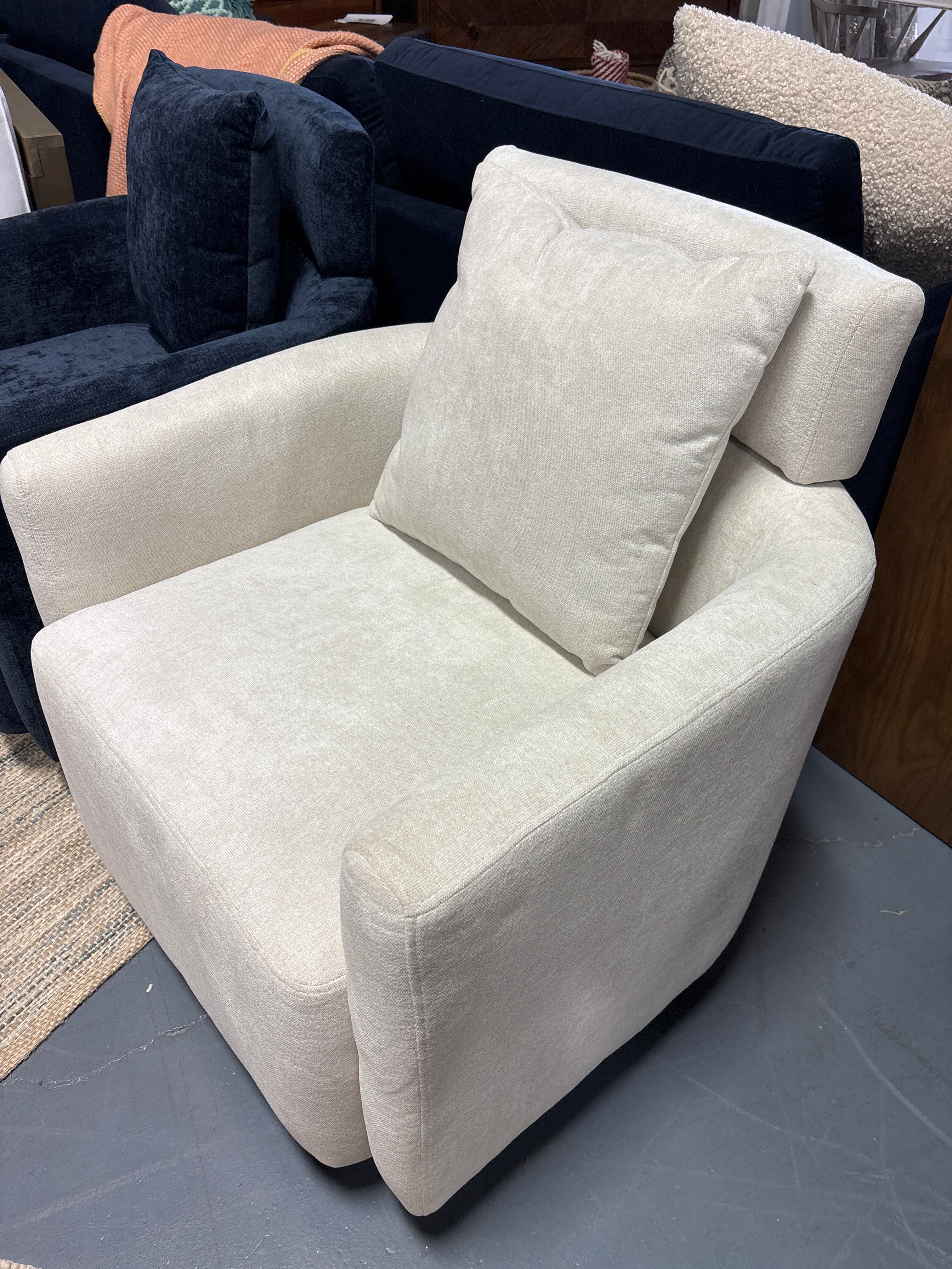 27.17"W Modern Swivel Chenille Upholstered Accent Chair - Beige SHOWROOM ITEM