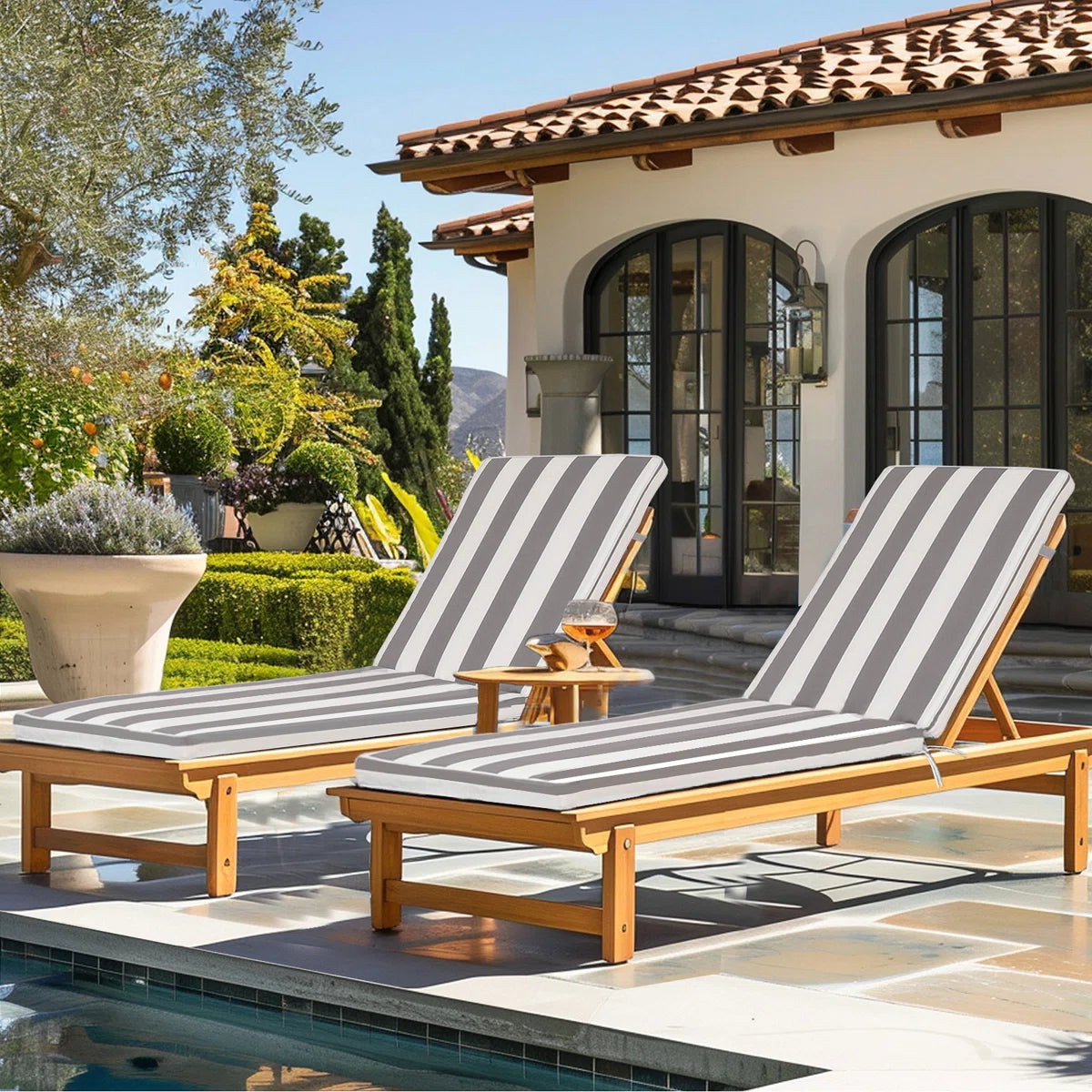 2Pcs Set Outdoor Lounge Chair Cushion Replacement Patio