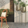 2 - Piece Metal Tall Indoor Outdoor Dome Indoor Outdoor Planter with Removable Stand Set