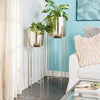 2 - Piece Metal Tall Indoor Outdoor Dome Indoor Outdoor Planter with Removable Stand Set